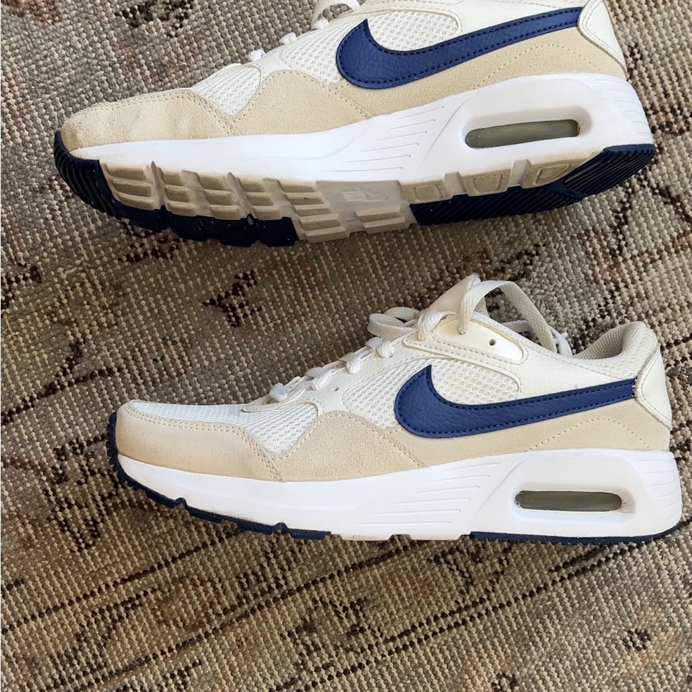 Nike white and Navy AirMax Sneakers. Women’s size 8. Barely worn.
